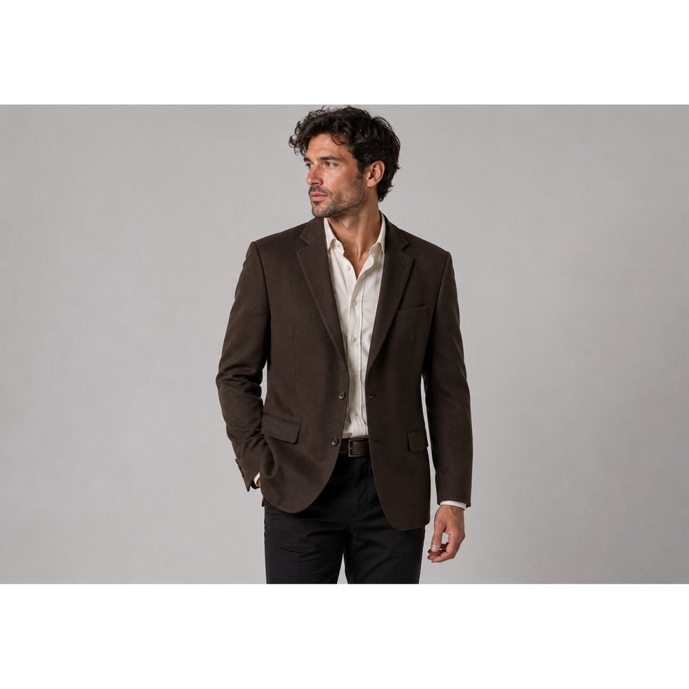 Beltrami Men's Jacket Size 44L Italian Wool Silk Brown Blazer 2-Button